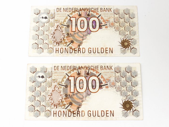 Países Bajos. - 2 x 100 Gulden 1992 - Pick 101  (Sin Precio de Reserva)