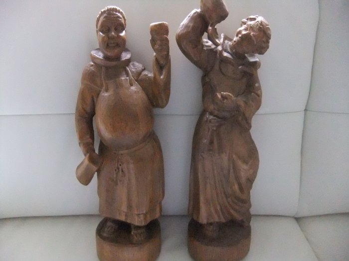 Figura - Zwei Lustiger Mönche  (2) - Madera