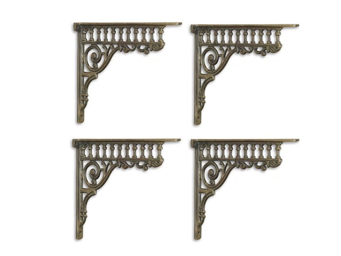 Decoratief ornament (4) - Set van 4 gietijzeren muursteunen | Muurbeugels | Plankendragers - Europa