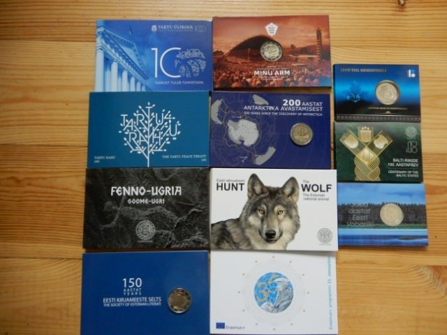 Estonia. 2 Euro 2017/2022 (11 coincards)  (No Reserve Price)