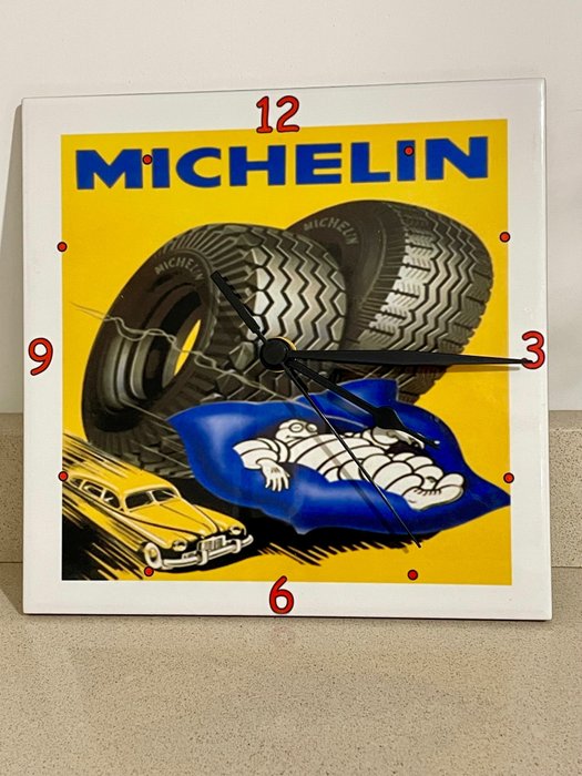 relógio de parede - Michelin - Orologio da parete o da tavolo a marchio Michelin su mattonella smaltata