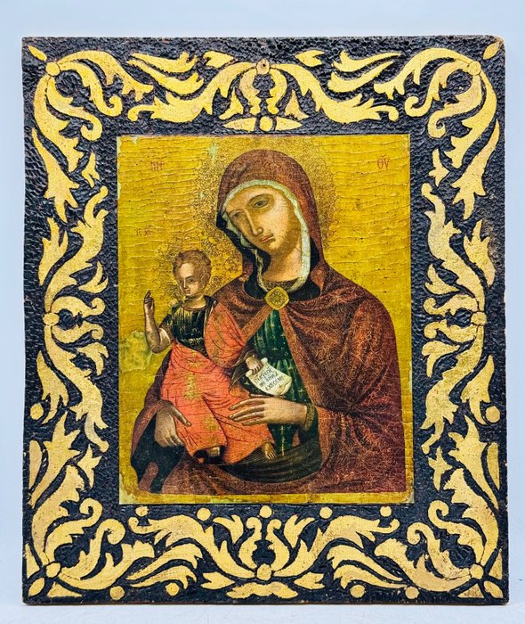 Ícone - Virgem com criança - Madeira