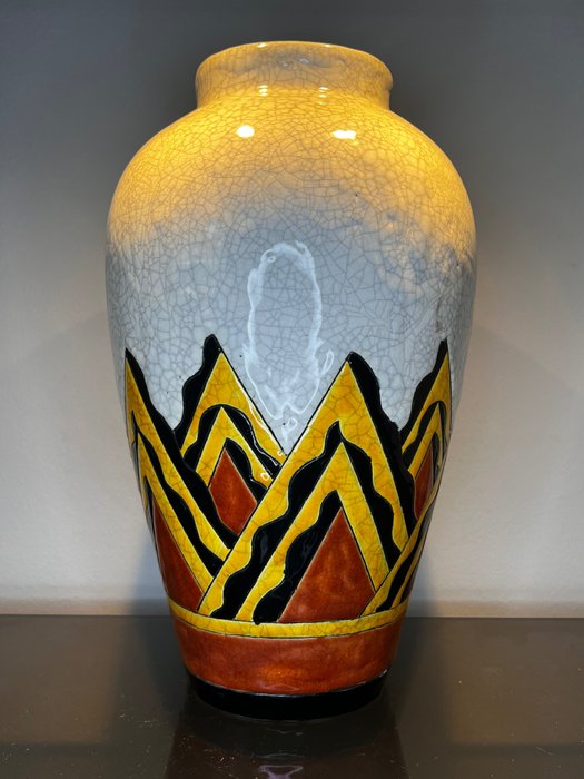 Keramis Boch, Boch Frères, Keramis - Charles Catteau - Vase -  Große eiförmige Vase 35cm!  - Keramik