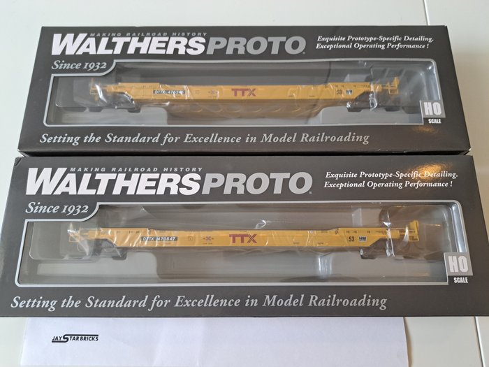 Walthers H0轨 - 920-109046, 920-109048 - 模型火车货运车厢 (2) - 2辆货车 - TTX, DTTX