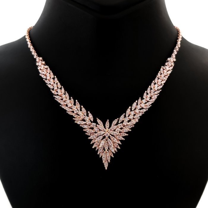 Halskette - 14 kt Roségold -  5.23 tw. Diamant 
