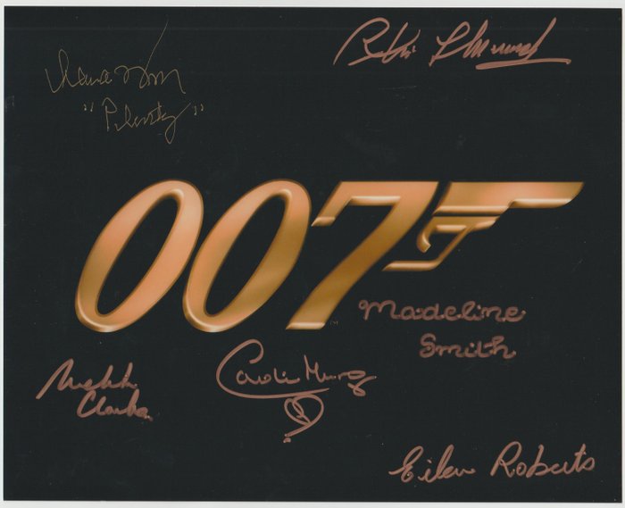 James Bond - 007 - Cast Signed Photo by 6 Actors - Lana Wood, Madeline Smith, Caroline Munro