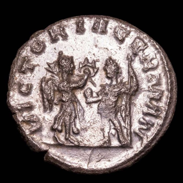 Rooman imperiumi. Gallienus (253-268). Antoninianus Antioch, 256-257.  VICTORIA GERMAN  (Ei pohjahintaa)
