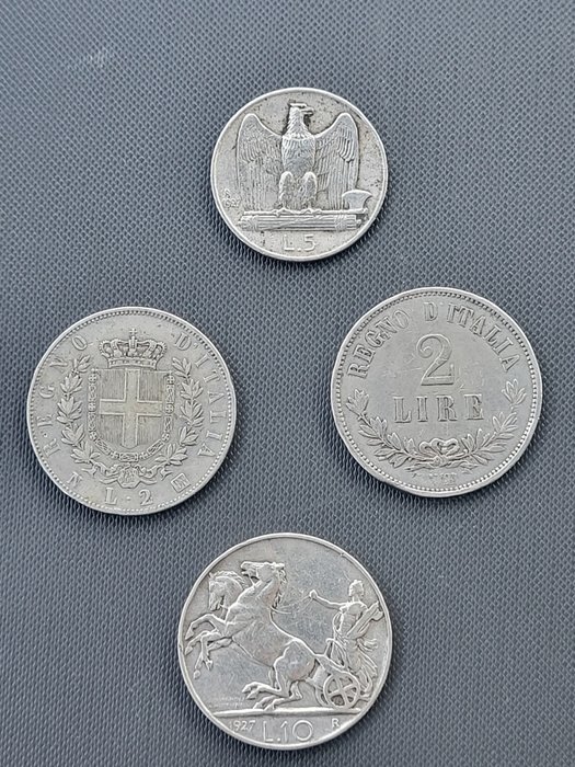 Italia, Regno d’Italia. Lotto 4 argenti 1867/1927  (Senza Prezzo di Riserva)