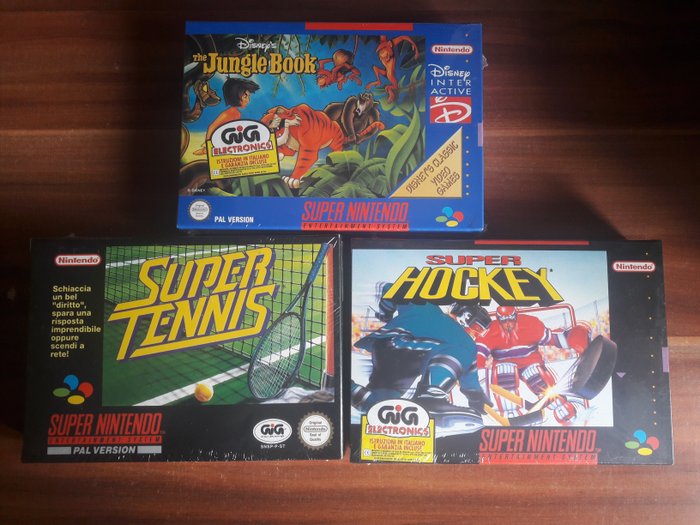 Nintendo - Three Bundle Games Snes Sealed - The Jungle Book + Super Tennis + Super Hockey - Videospil (3)