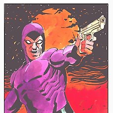 Giancarlo Caracuzzo - 1 Original colour page - Phantom - Phantom, illustrazione originale acquarello - 2024 Comic Art