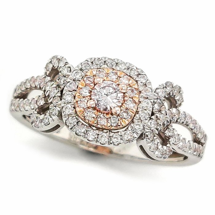没有保留价 - 0.50 Carat Pink Diamonds - 戒指 - 14K包金 玫瑰金, 白金 