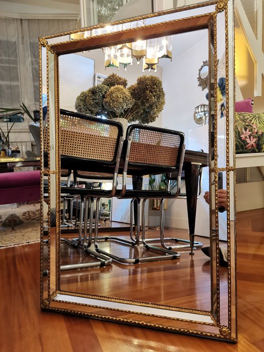 Mirror- venetian style  - Brass, Glass, Wood, Venetian style mirror