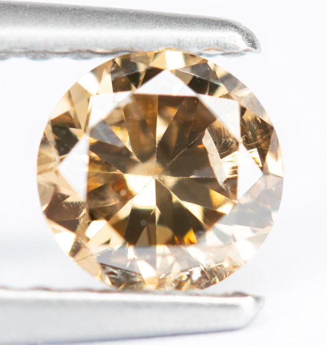 Diamante - 0.49 ct - Natural Fancy Marrón amarillento anaranjado intenso - I1 *NO RESERVE*
