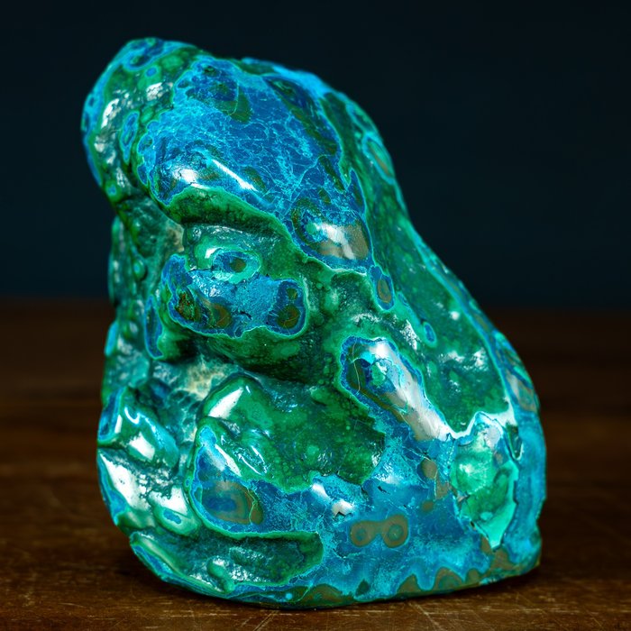 天然原藍銅礦、孔雀石和矽孔雀石 自由形式- 713.89 g