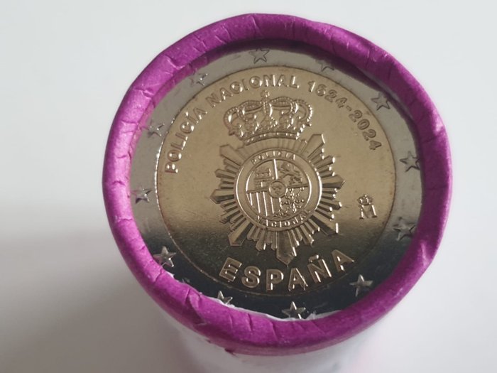 西班牙. 2 Euro 2024 "Policia Nacional" (25 monedas) en rollo  (沒有保留價)