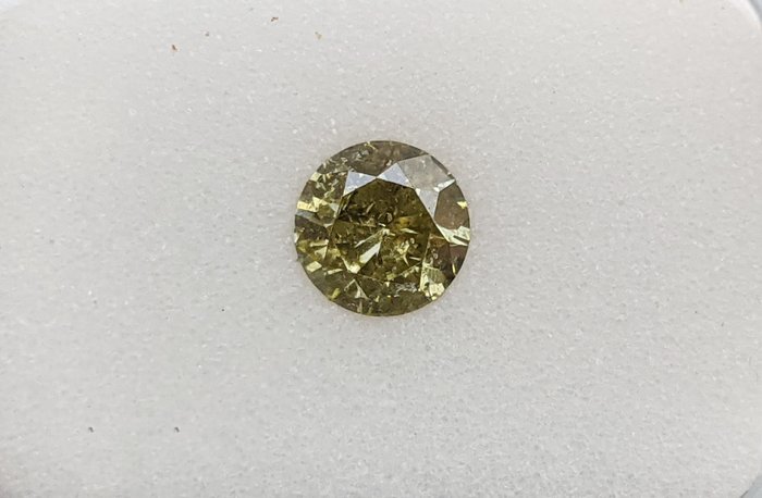 钻石 - 0.50 ct - 圆形 - 淡黄带绿 - SI2 微内三含级, No Reserve Price