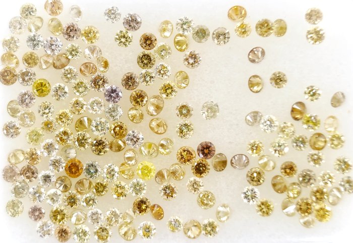 165 pcs Diamantes - 1.01 ct - Redondo - *no reserve* Light & Fancy Light Mix Color* Diamonds - VVS2-SI3