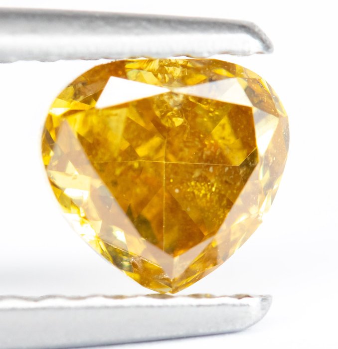 Diamant - 0.60 ct - Natural Fancy Intens Maroniu galben portocaliu - I2 *NO RESERVE*