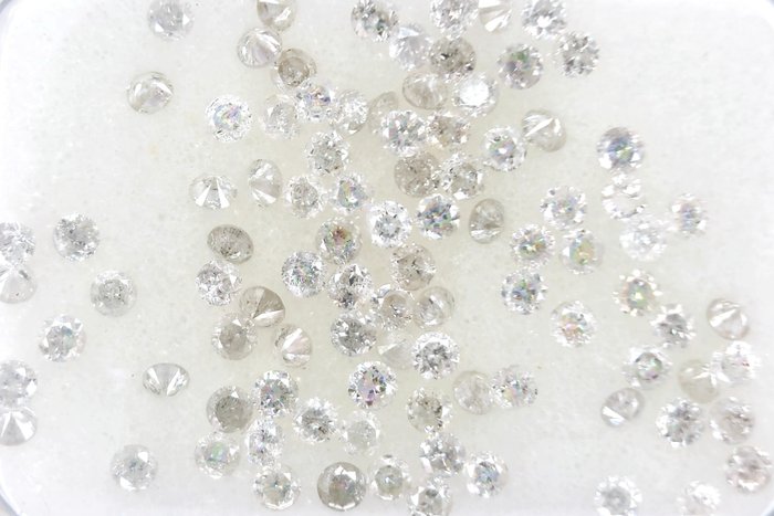 93 pcs 钻石 - 1.00 ct - 圆形 - *no reserve* E to I Diamonds - SI3-I1