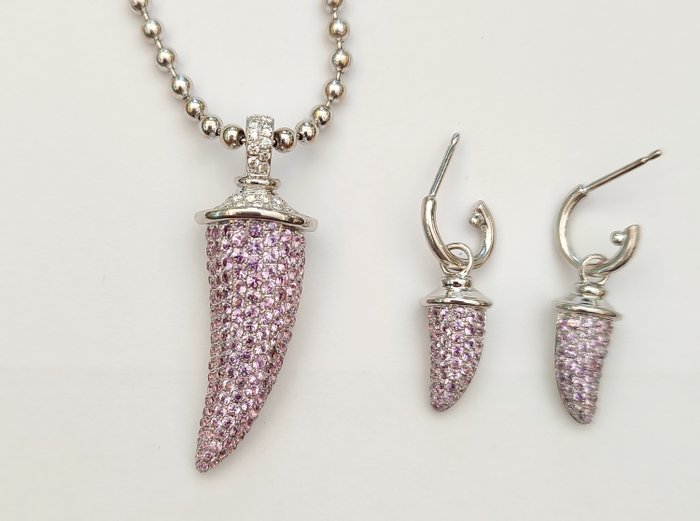 Theo Fennell - Parure di gioielli da 2 pezzi - 18 carati Oro bianco -  2.90 tw. Zaffiro - Diamante