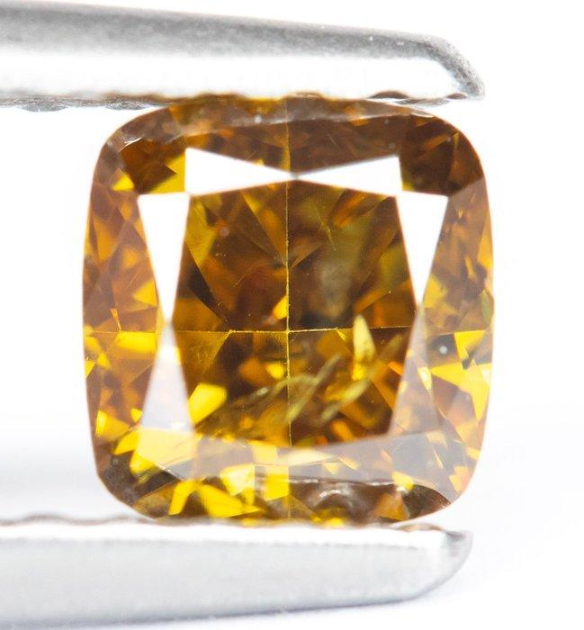 Diamant - 0.58 ct - Natural Fancy Brownish Orangy Yellow - I1 *NO RESERVE*