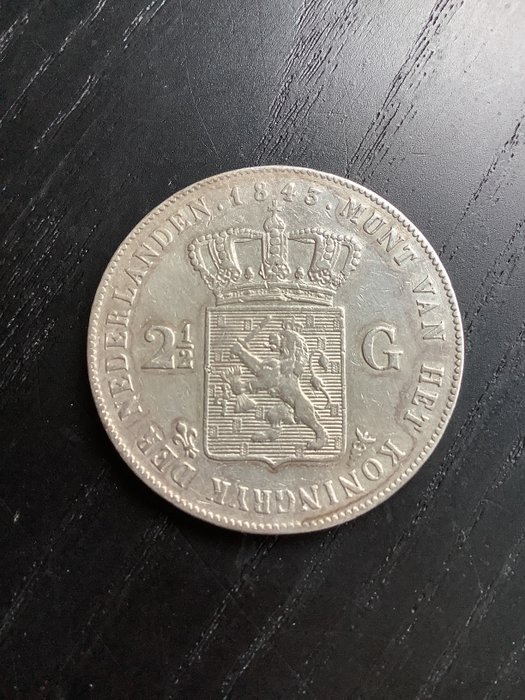 Niederlande. Willem II (1840-1849). 2 1/2 Gulden 1843  (Ohne Mindestpreis)