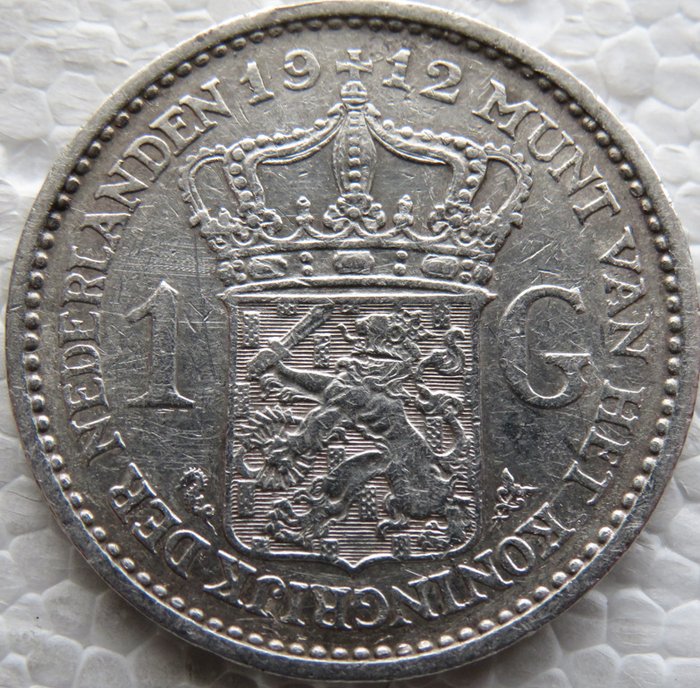荷兰. Wilhelmina (1890-1948). 1 Gulden 1912  (没有保留价)