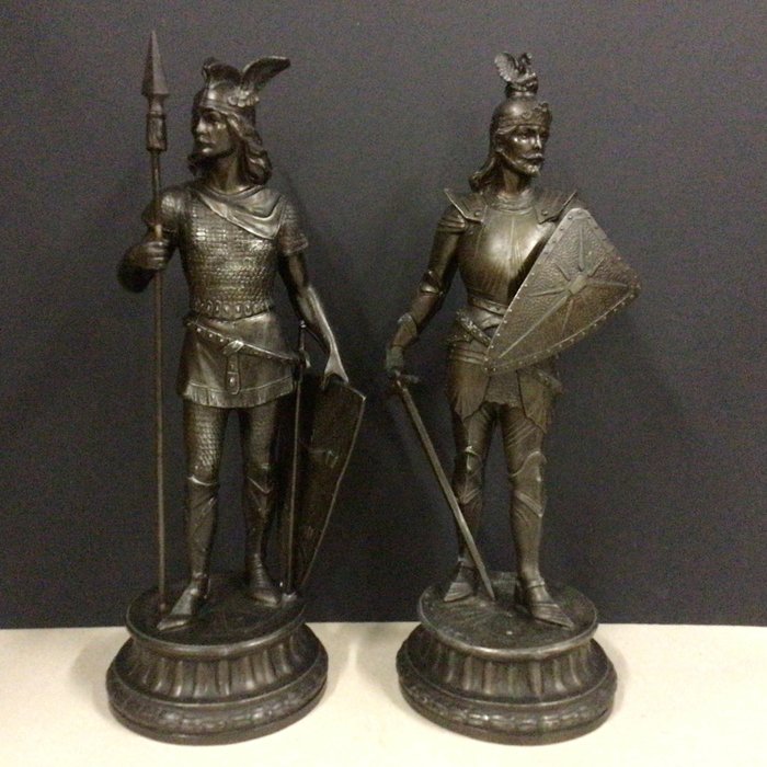 Scultura, Richard Wagner’s; Lohengrin and Siegfried. - 36 cm - Spelter patinato color bronzo