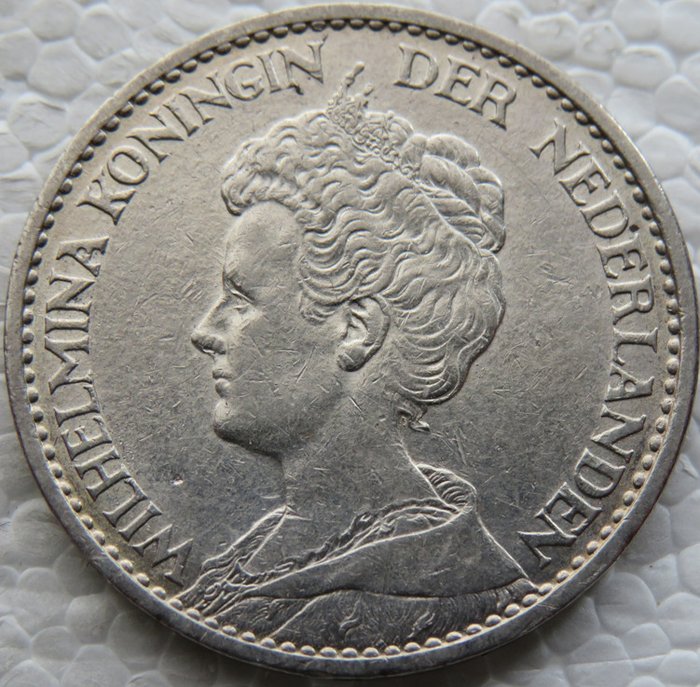 Nederländerna. Wilhelmina (1890-1948). 1 Gulden 1916 kwaliteit  (Utan reservationspris)