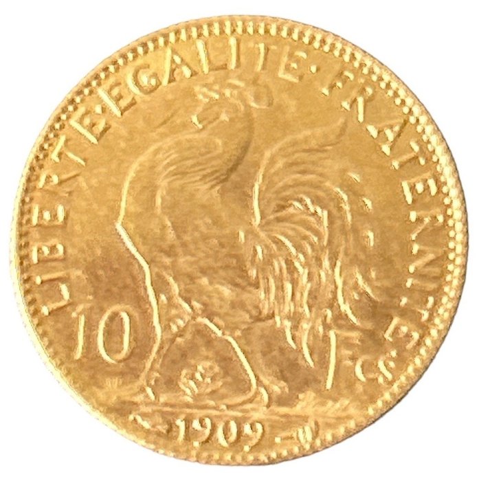 Francia. Third Republic (1870-1940). 10 Francs 1909 Marianne  (Senza Prezzo di Riserva)