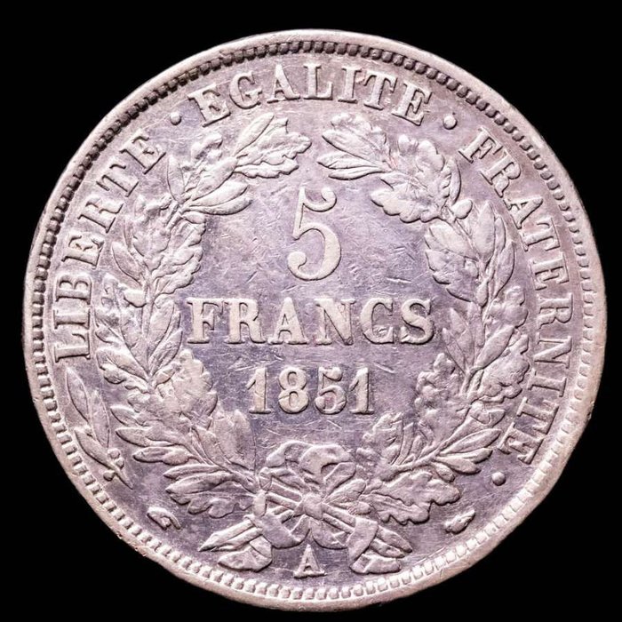 Frankrike. Second Republic (1848-1852). 5 Francs 1851-A Ceres  (Ingen reservasjonspris)