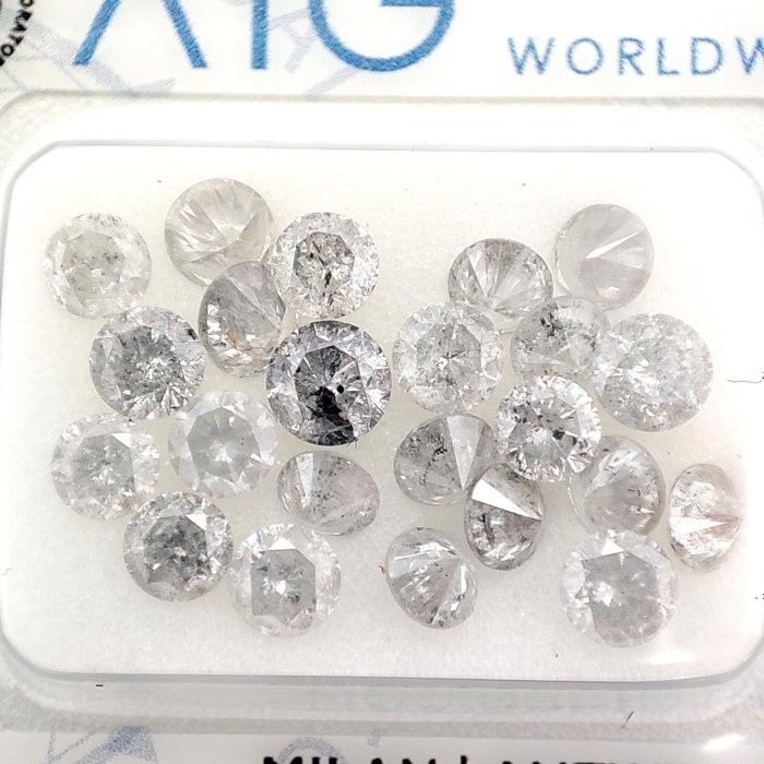 23 pcs Diamanten - 3.58 ct - Rund - H  - L, Faint Gray - SI3 - I3 *NO RESERVE PRICE*