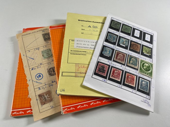 Deutsches Reich 1850/1945 - Deutsche Staaten & Deutsches Reich: Posten Briefmarken in alten Auswahlbüchern
