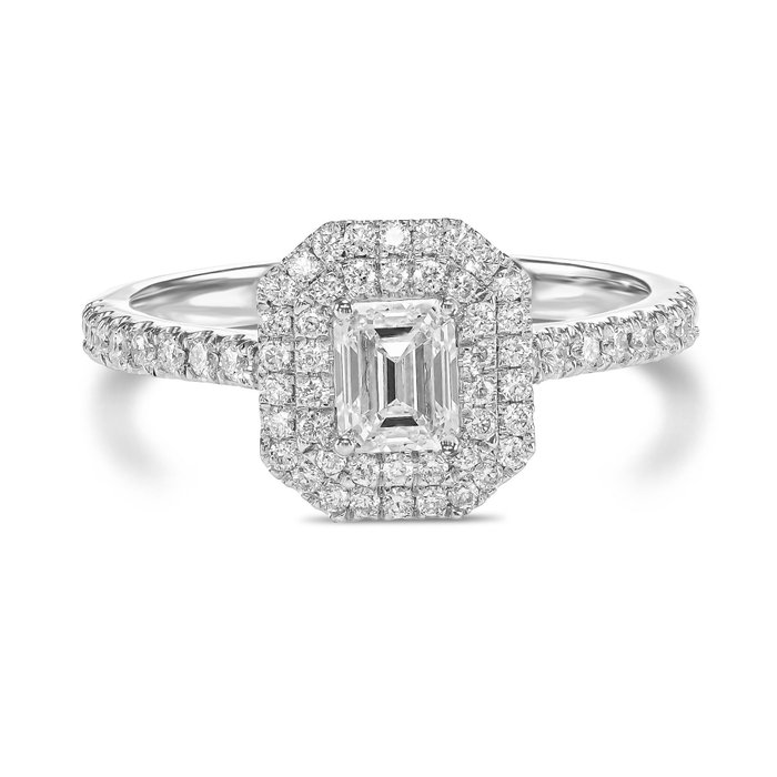 订婚戒指 - 18K包金 白金 -  0.86ct. tw. 钻石  (天然)