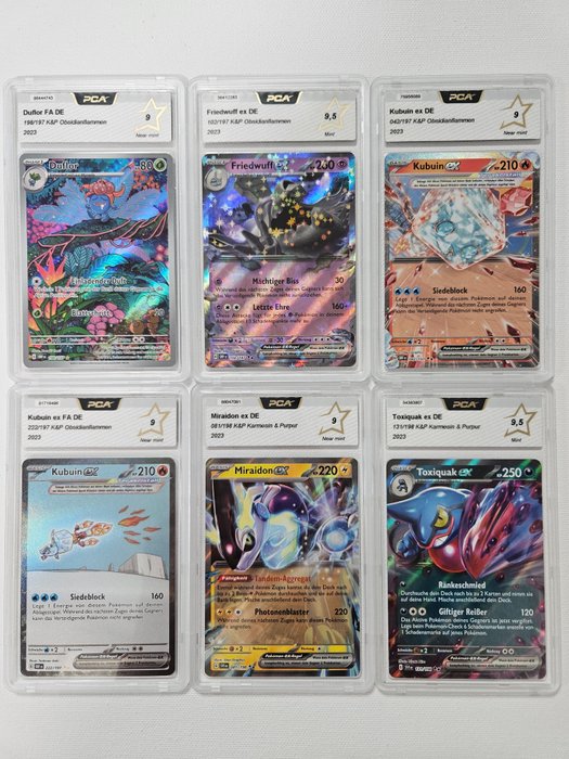 Pokémon - 6 Graded card - German Pokemon Cards - Gloom, Houndstone, Eiscue, Miraidon, Toxicroak - PCA