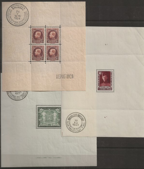 比利时 1924/1931 - 块蒙特内斯、安特卫普市徽章和下士（附评论） - OBP/COB BL1, BL2, BL3