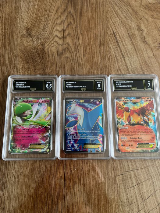 Pokémon - 3 Graded card - Ho-Oh EX , Latios EX , Gardevoir EX - XY , Black and White - GMA 7 / 8 / 8.5