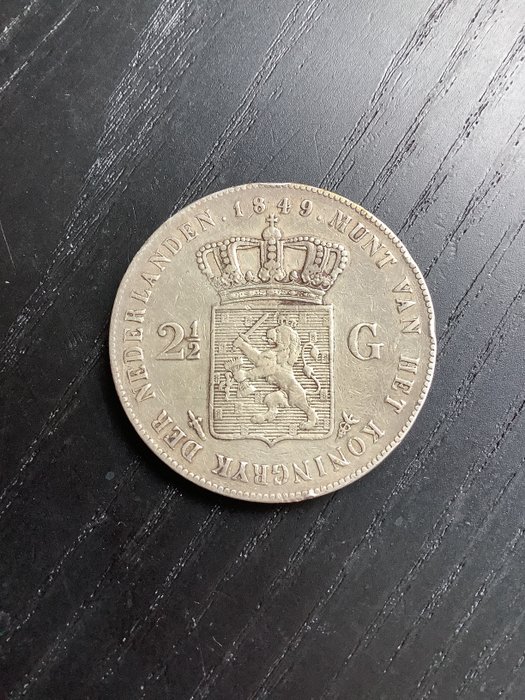 Paesi Bassi. Willem II (1840-1849). 2 1/2 Gulden 1849  (Senza Prezzo di Riserva)