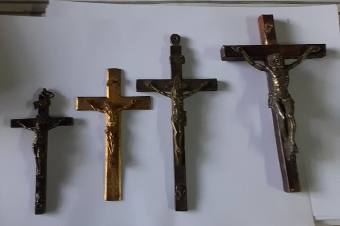 耶穌受難十字架像 - 合金, 木, 銅, 铜鎏金, 青銅色 - 1850-1900