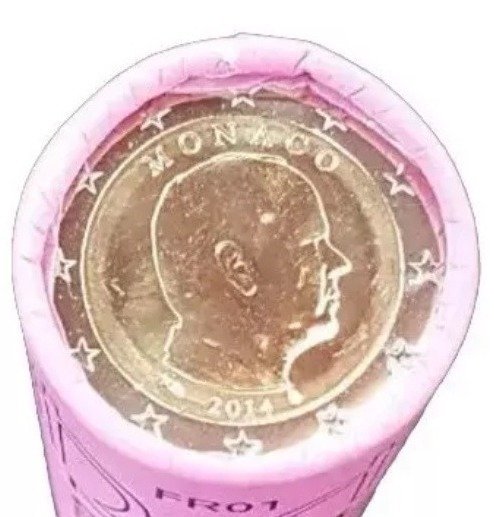 Monaco. 2 Euro 2014 "Alberto II" (25 monete in rotolino)  (Fără preț de rezervă)