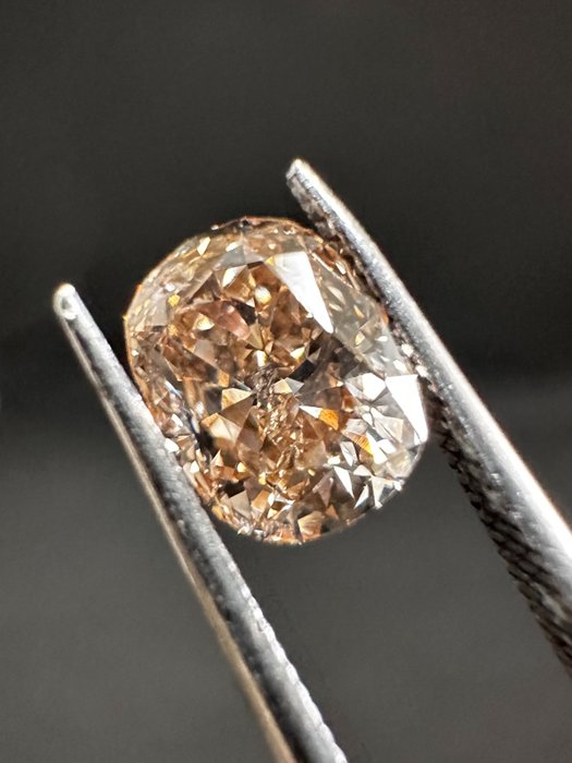 1 pcs Gyémánt - 1.04 ct - párna, vegyes szabású - fantázia világos barna - SI2