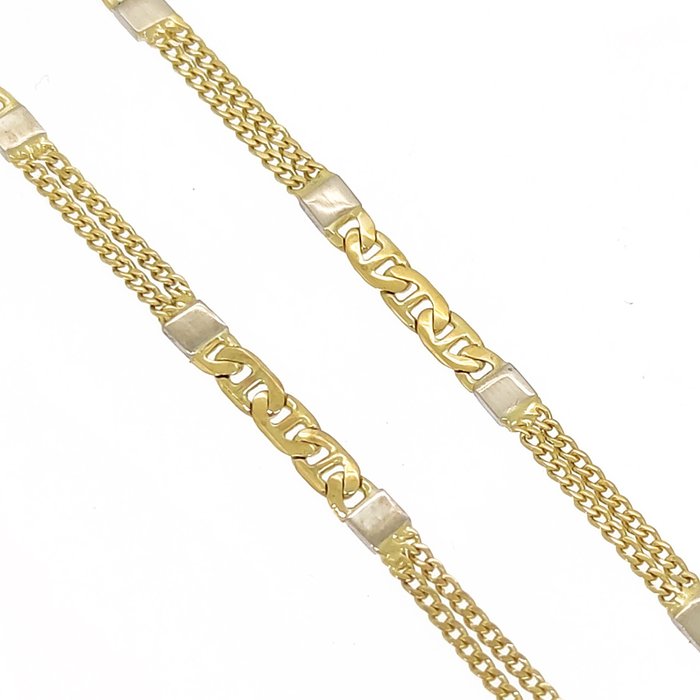 Halskette - 18 kt Gelbgold, Weißgold 