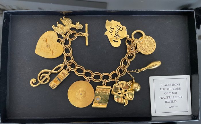 Fabuleux bracelet à Breloques des années 50 de Franklin Mint Rare ! - Gold-plated - Bransoletka charms