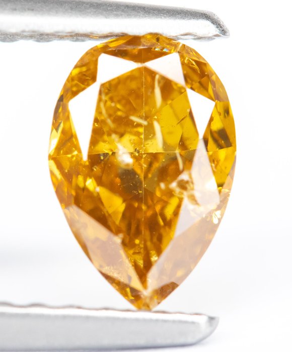 Diamant - 0.58 ct - Naturlig Fancy Intens Gullig Orange - I1 *NO RESERVE*
