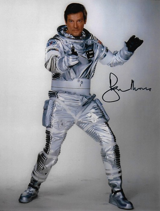 Roger Moore - Autographed Photo "Moonraker" James Bond 007 with b'bc COA.