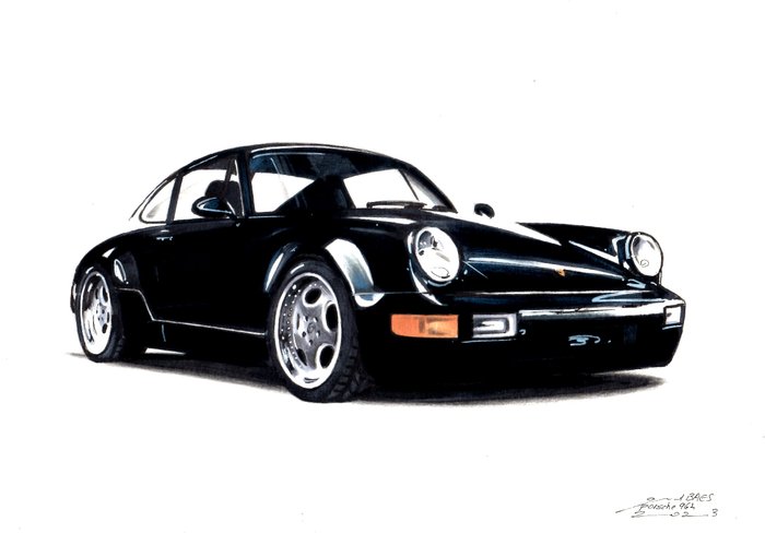 original tegning - Porsche - Porsche 964 Carrera - Baes Gerald - 2023