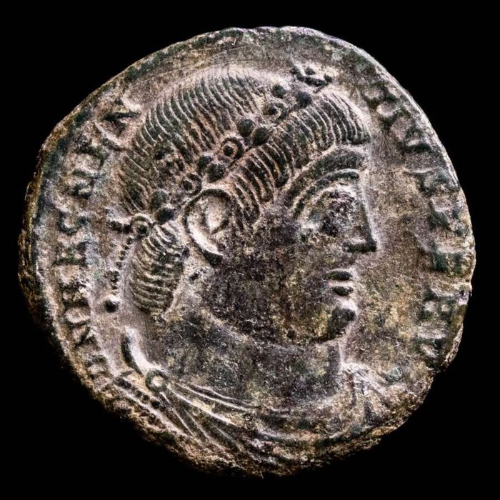 罗马帝国. 马克森提乌斯 （350-353）. Maiorina Arles mint. FELICITAS REIPVBLICE. Scarce  (没有保留价)