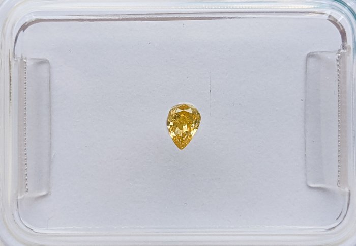鑽石 - 0.10 ct - 梨形 - fancy intens brown yellow - VS2, No Reserve Price