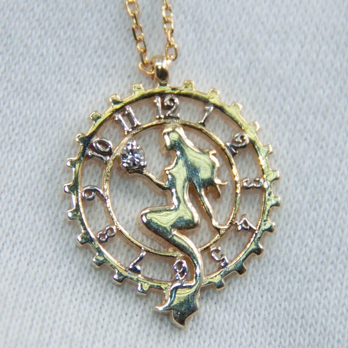 Ohne Mindestpreis - Natural Diamond Silver Mermaid - Halskette mit Anhänger Silber Diamant 