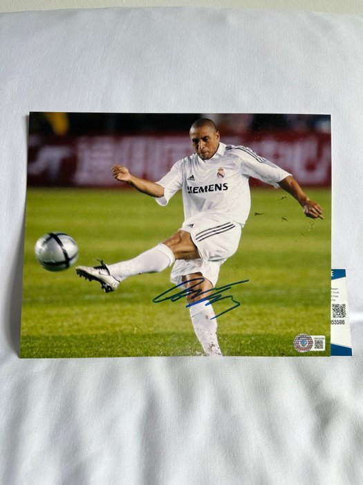 皇家马德里 - 西班牙足球联盟 - Roberto Carlos - Photograph, Sign 